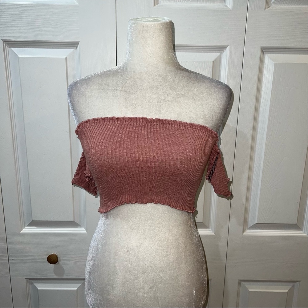 2/$25 Fashion Nova Pink Off The Shoulder Crop Top - Picture 2 of 4